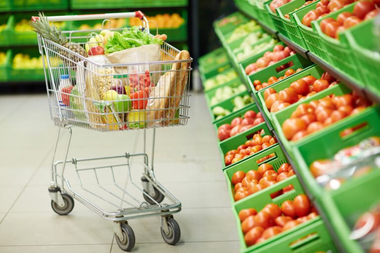 Cart with fresh vegs and fruits